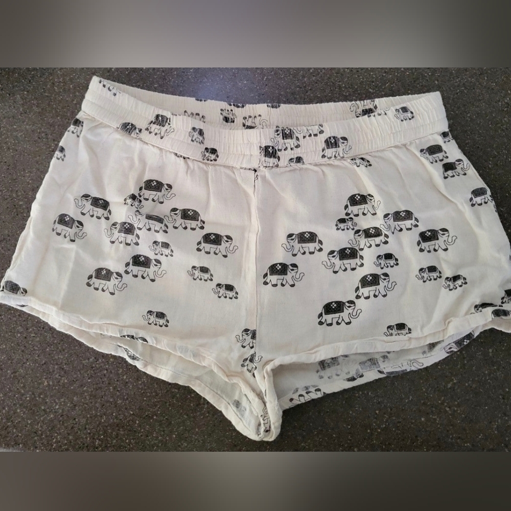 Earthbound Boho Elephant Print Women's Shorts Cotton Linen Blend